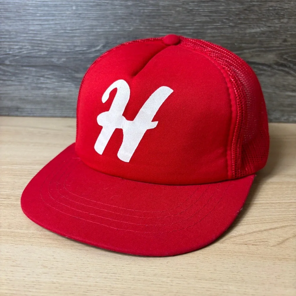 Vintage H Hat‎ Cap Snap Back Youth Red Letter H Trucker 90s